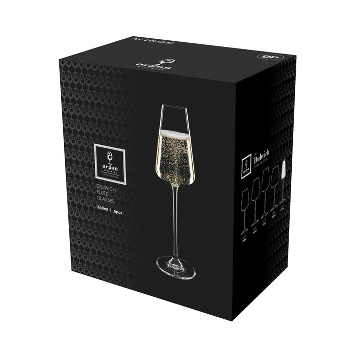 240ml Dulwich Crystal Champagne Flutes - Pack of 6