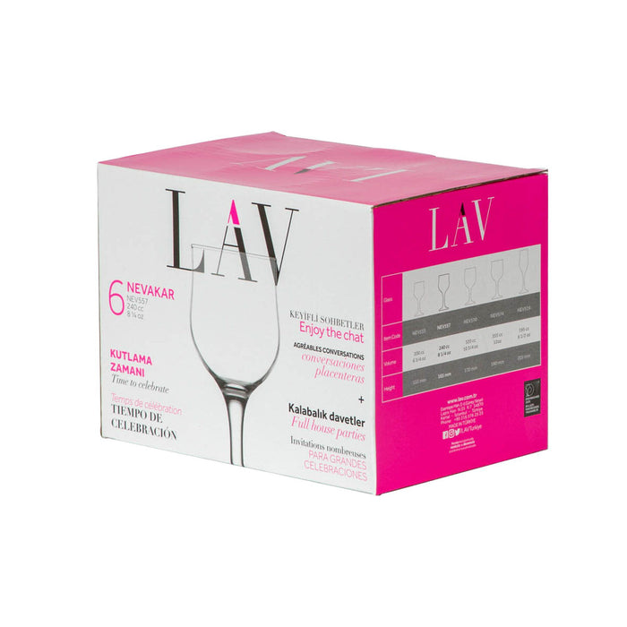 240ml Nevakar Wine Glasses - Pack of Six
