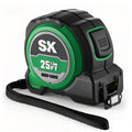 Black and green tape measure with 'SK' branding on a white background