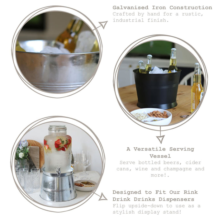 26.5cm Black Handmade Galvanized Iron Ice Bucket