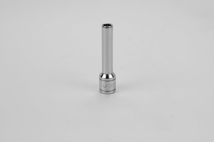3/16" 1/4" Drive 12 Point Fractional Deep Chrome Socket