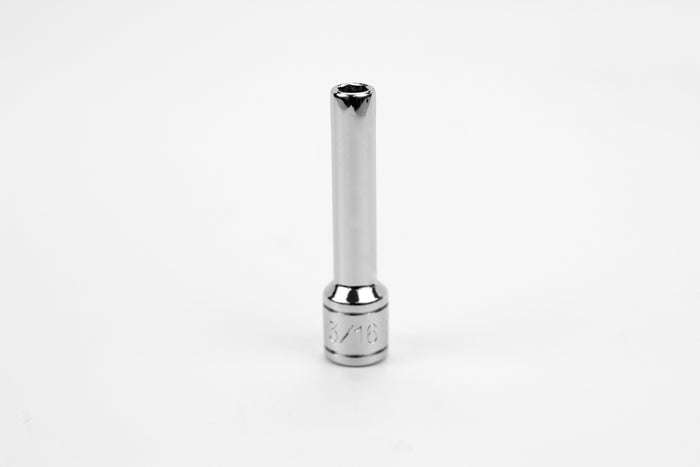 3/16" 1/4" Drive 6 Point Fractional Deep Chrome Socket