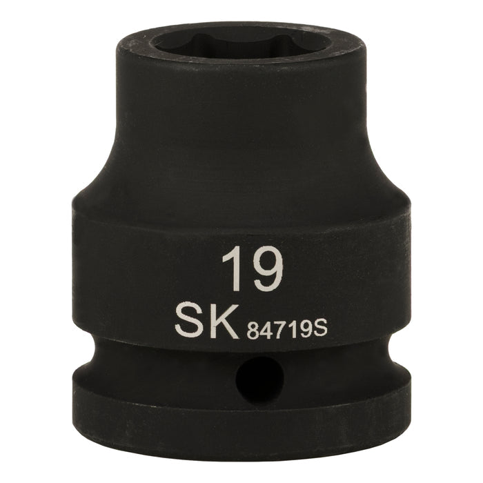 SK84719S - 3/4" Drive, 6 Point, Shallow, Metric Impact Socket, 19mm