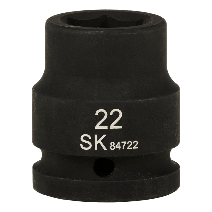 SK84722 - 3/4" Drive, 6 Point, Shallow, Metric Impact Socket, 22mm