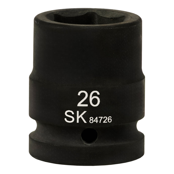 SK84726 - 3/4" Drive, 6 Point, Shallow, Metric Impact Socket, 26mm
