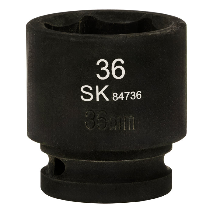 SK84736 - 3/4" Drive, 6 Point, Shallow, Metric Impact Socket, 36mm