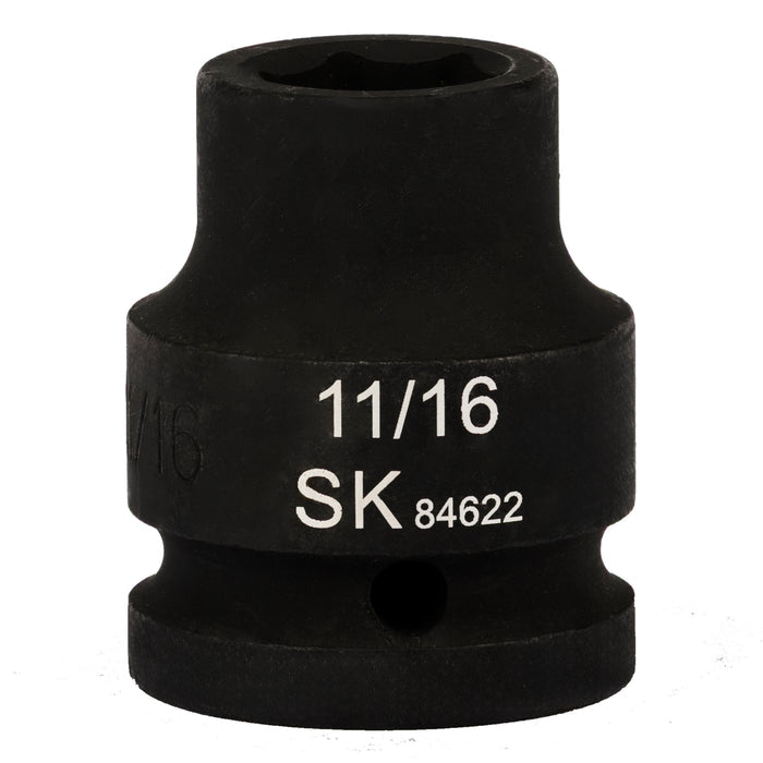 SK84622 - 3/4" Drive, 6 Point, Shallow, SAE Impact Socket, 11/16"