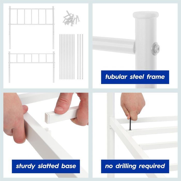 3ft Single Metal Bed Frame - White