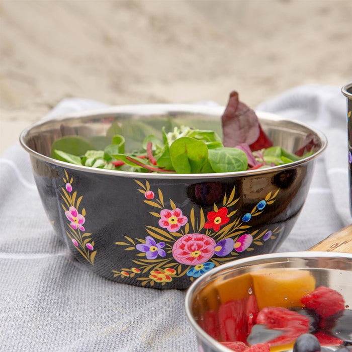 3pc Pansy Stainless Steel Picnic Bowl Set