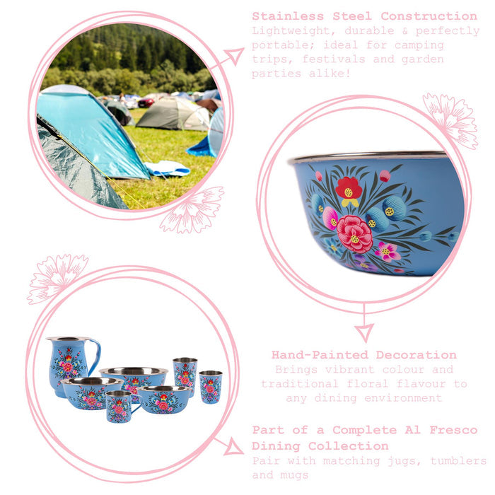 3pc Pansy Stainless Steel Picnic Bowl Set