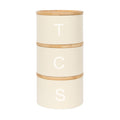 3pc Stacking Tea Coffee Sugar Cream Canister Set with Bamboo Lids