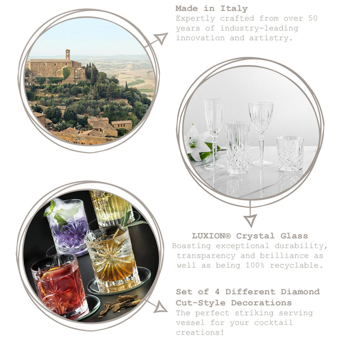 4 Piece Crystal 340ml Mixology Whisky Glass Set