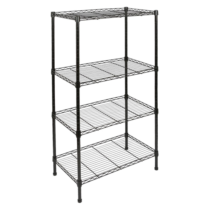 4 Shelf Black Adjustable Wire Shelving Unit