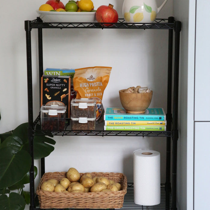 4 Shelf Black Adjustable Wire Shelving Unit