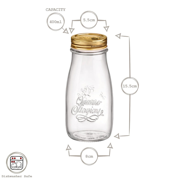 400ml Quattro Stagioni Glass Bottle with Screw Top Lid