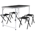 5 Piece Height Adjustable Black Folding Picnic Table & Chairs Set