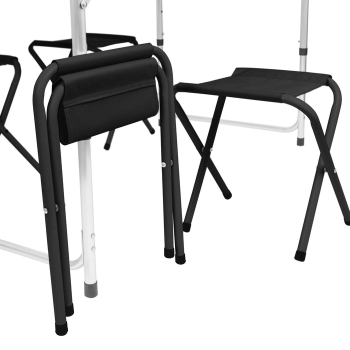 5 Piece Height Adjustable Black Folding Picnic Table & Chairs Set