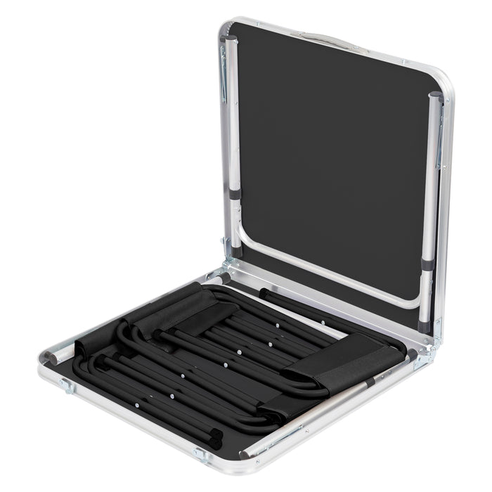 5 Piece Height Adjustable Black Folding Picnic Table & Chairs Set