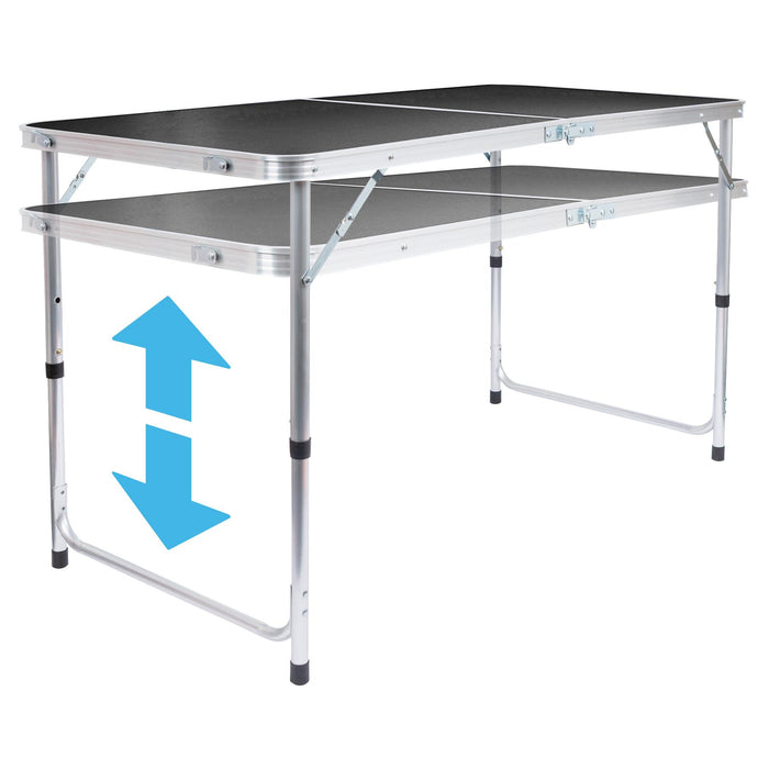 5 Piece Height Adjustable Black Folding Picnic Table & Chairs Set