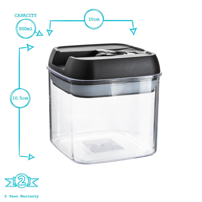 500ml Black Lid Airtight Flip-Lock Plastic Food Storage Container