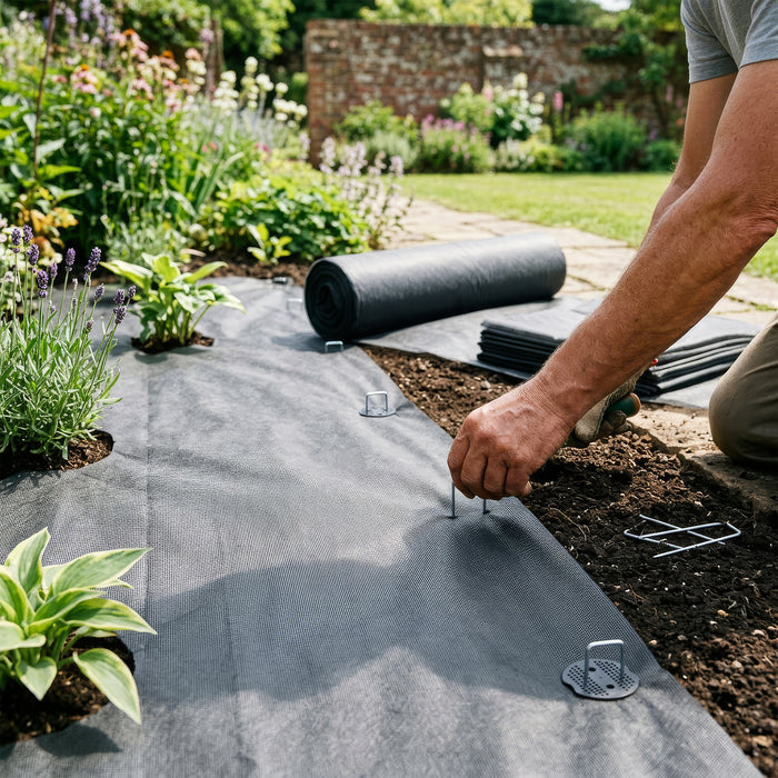 50gsm Weed Control Fabric with Pegs & Plates - 1m x 10m