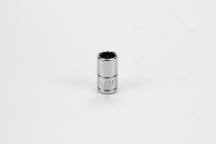 5/16" 1/4" Drive 12 Point Fractional Standard Chrome Socket