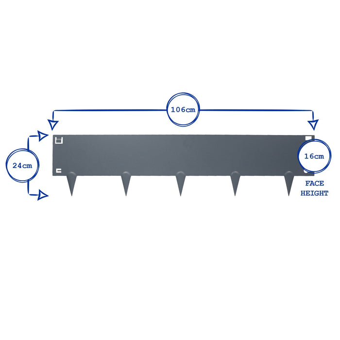 5pc Brown Steel Lawn Edging Set - 5m x 16cm