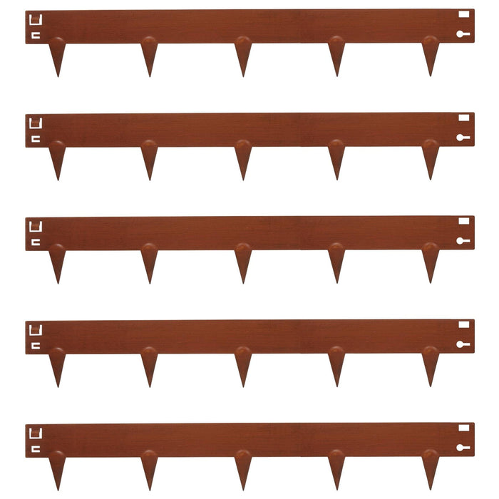 5pc Brown Steel Lawn Edging Set - 5m x 8cm