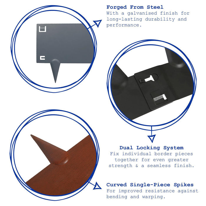 5pc Brown Steel Lawn Edging Set - 5m x 8cm