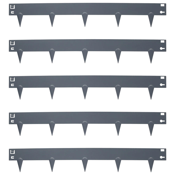 5pc Grey Steel Lawn Edging Set - 5m x 8cm
