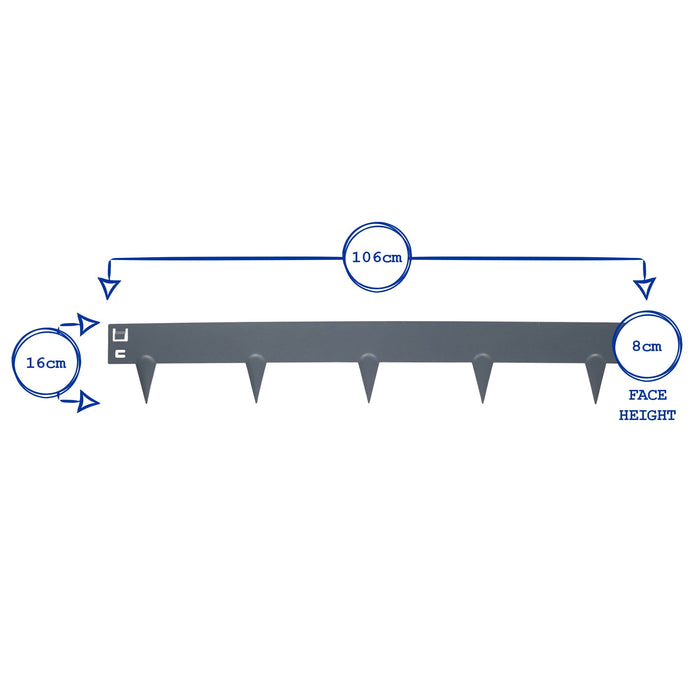 5pc Grey Steel Lawn Edging Set - 5m x 8cm