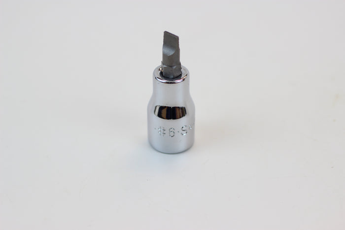 #6 3/8" Drive Slotted Screwdriver Chrome Bit Socket