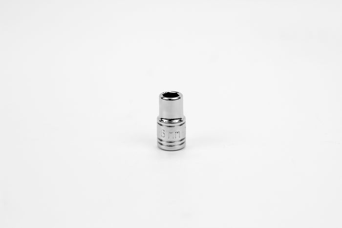 6 mm 1/4" Drive 6 Point Metric Standard Chrome Socket
