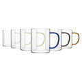 6 Piece 280ml Glass Mugs Set - Coloured Handle