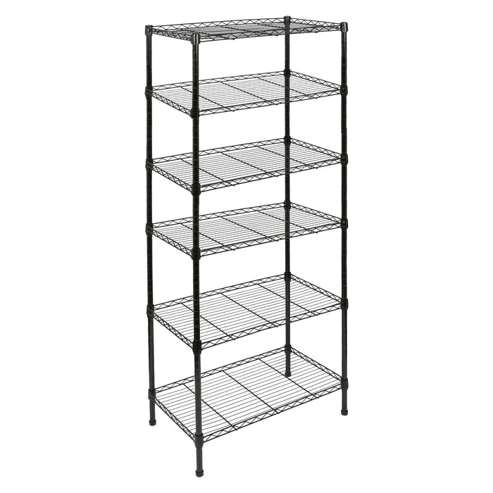 6 Shelf Black Adjustable Wire Shelving Unit