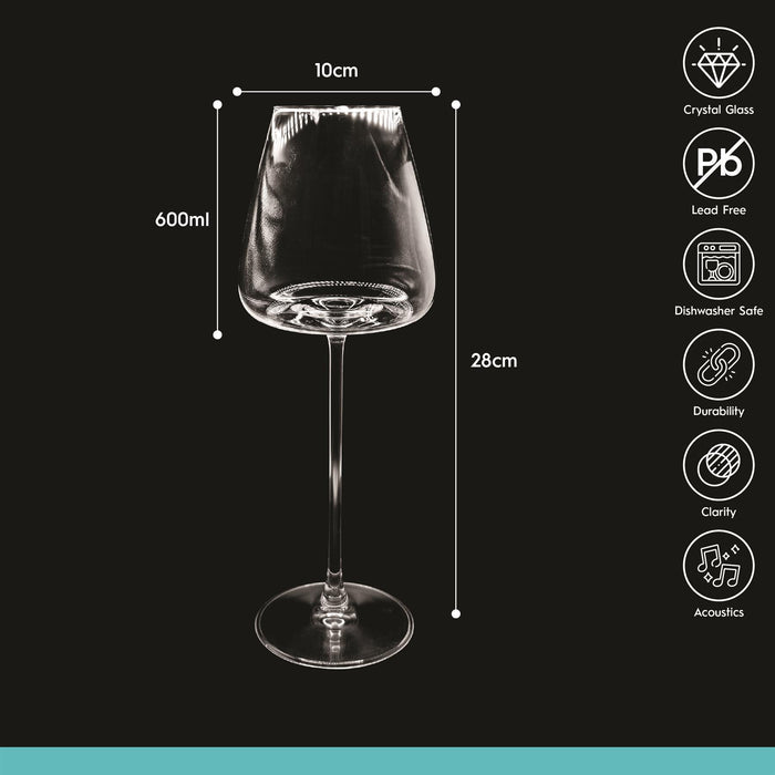 600ml Dulwich Crystal Red Wine Glasses - Pack of 6