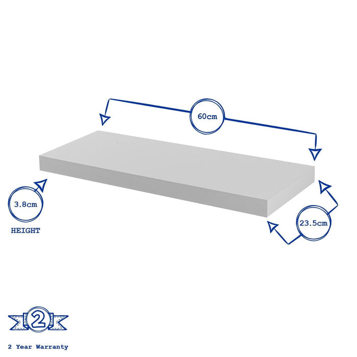 60cm White Modern Floating Shelf