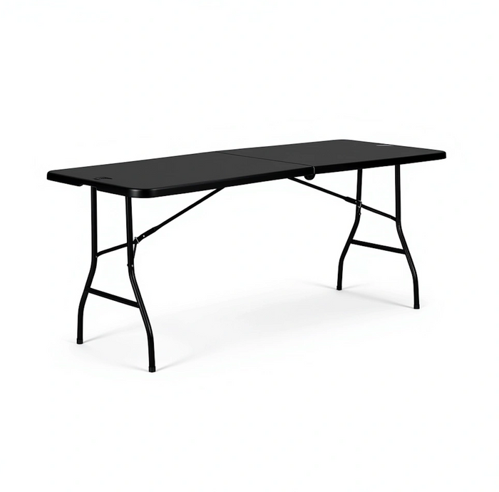 6ft (180cm) Black Rectangle Plastic Folding Trestle Table