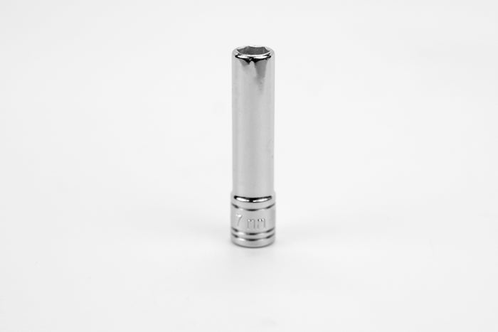 7 mm 1/4" Drive 6 Point Metric Deep Chrome Socket