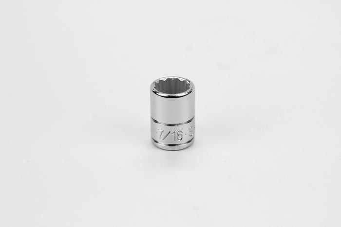 7/16" 1/4" Drive 12 Point Fractional Standard Chrome Socket