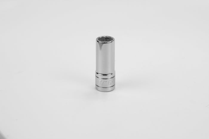 7/16" 3/8" Drive 12 Point Fractional Deep Chrome Socket