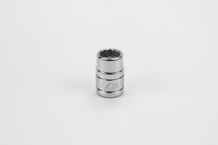 7/16" 3/8" Drive 12 Point Fractional Standard Chrome Socket