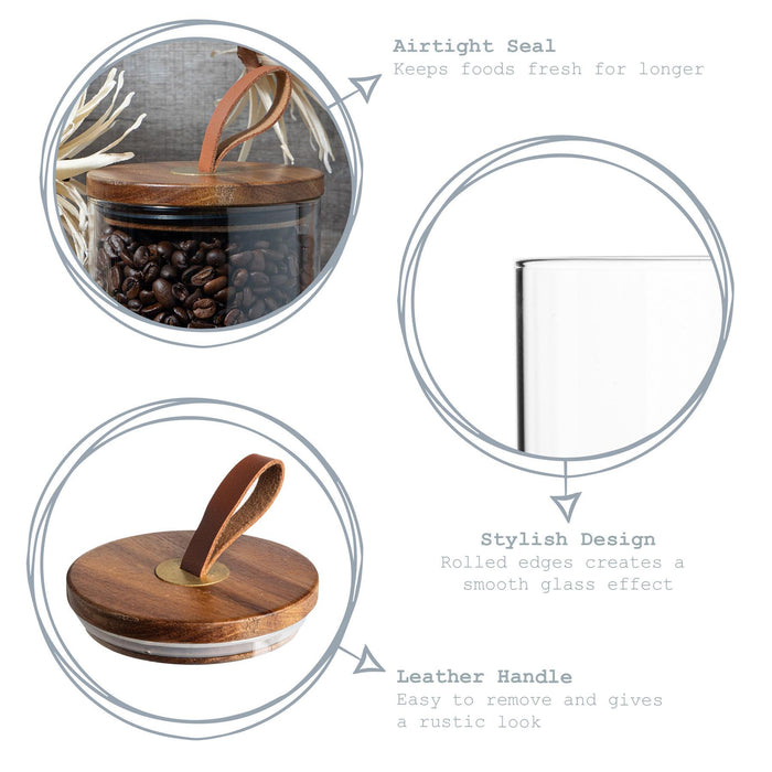 750ml Scandi Storage Jar with Leather Loop Lid