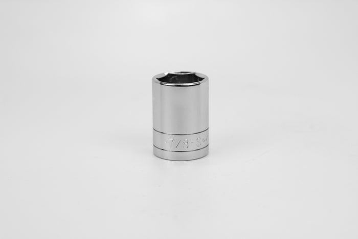 7/8" 1/2" Drive 6 Point Fractional Standard Chrome Socket