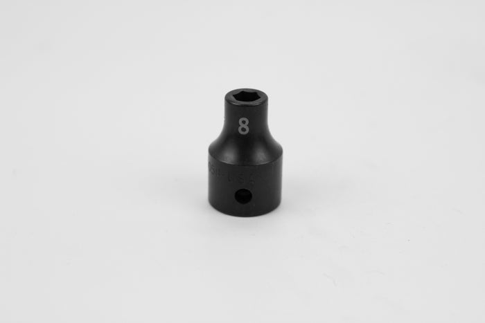 8 mm 1/2" Drive 6 Point Standard Metric Impact Socket