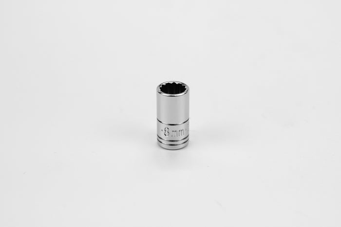 8 mm 1/4" Drive 12 Point Metric Standard Chrome Socket