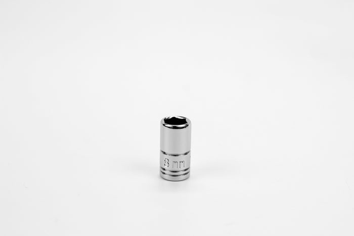 8 mm 1/4" Drive 6 Point Metric Standard Chrome Socket