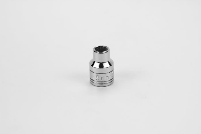 8 mm 3/8" Drive 12 Point Metric Standard Chrome Socket