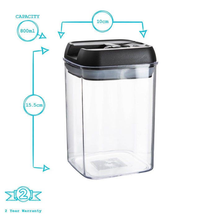 800ml Black Lid Airtight Flip-Lock Plastic Food Storage Container