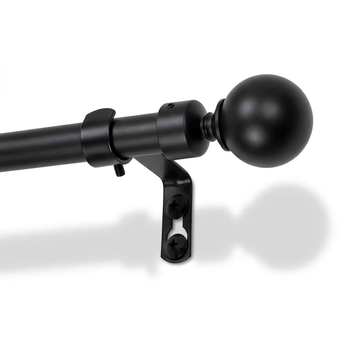 Extendable Metal Ball Curtain Pole Kit - 83 to 120cm - Matt Black